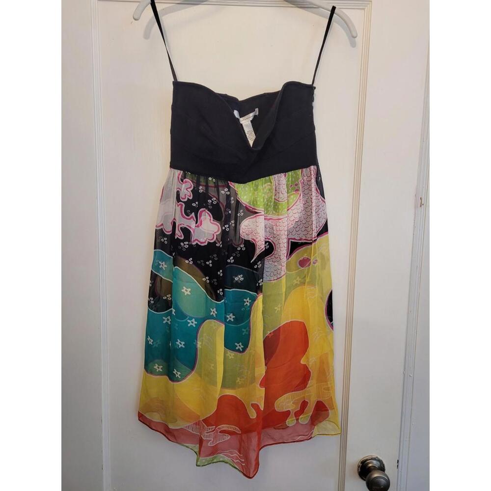Diane Von Furstenberg multi color strapless silk "Asti" dress sz 6